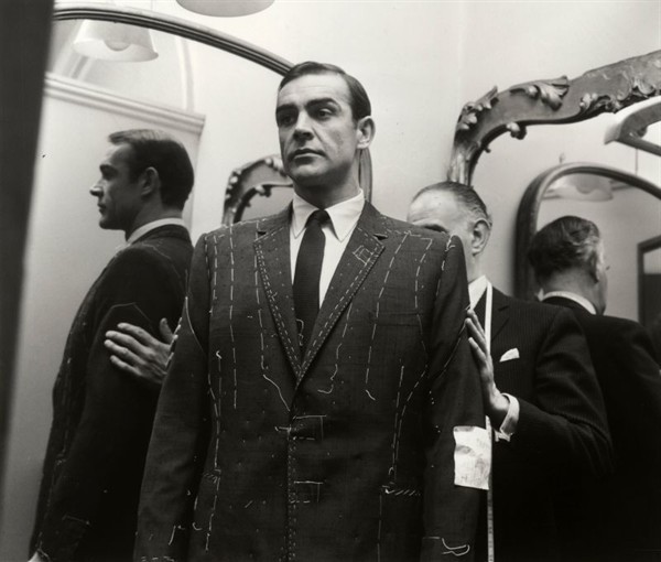 Connery being fitted for The Conduit Cut suit by Anthony Sinclair.